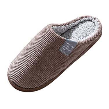 Imagem de Chinelo de pelúcia para homens chinelos chinelos de casa chinelos masculinos quentes macios em flip masculinos para interior bota, Marrom, 11