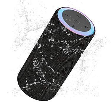 Imagem de Alto-falante Bluetooth portátil, alto-falantes externos sem fio à prova d'água com luz LED, graves aprimorados, IPX6, 8H Play, cartão TF, estéreo sem fio verdadeiro para