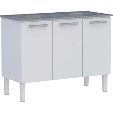 Imagem de Gabinete de Lavanderia Branco em Aço 114x50 cm com Tanque Sintético Cinza Venus Cozimax