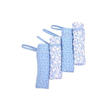 Imagem de Paninho de Boca Babete Fralda Soft com Prendedor de Chupeta Kit 4 Un, Minasrey (Azul Claro)
