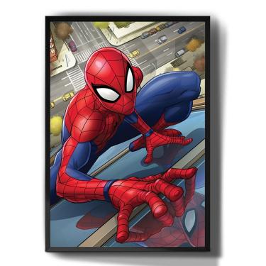 Imagem de Quadro decorativo Emoldurado Homem Aranha Desenho super Heroi para sala quarto