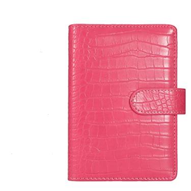 Imagem de A6 PU Couro 6 Pastas Padrão de Crocodilo DIY Capa de Caderno Preenchível Agenda Agenda, Capa Vermelha, 1 peça