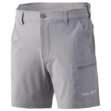 Imagem de HUK Short feminino Next Level de secagem rápida para pesca, Cinza nublado, M