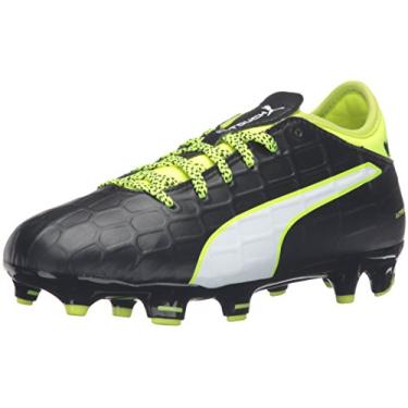 Imagem de PUMA Tênis de futebol unissex infantil Evotouch 3 Firm Ground, Preto-branco-amarelo de segurança, 18