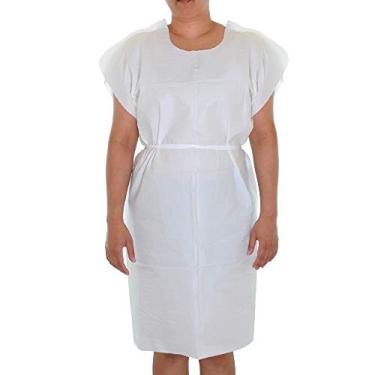 Imagem de Vestidos de exame para pacientes sem látex Dealmed, 3 camadas de tecido/poliéster/tecido, 76 cm x 107 cm, 784081, Branco, Universal