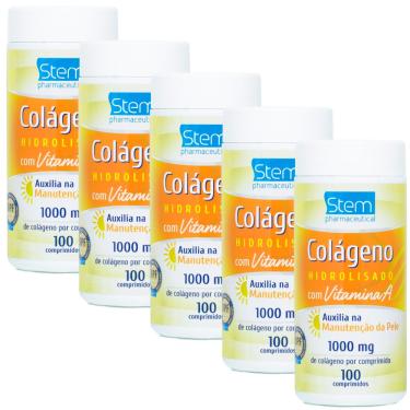 Imagem de Kit 5 Colágeno com Vit A 100 Comprimidos Stem Pharmaceutical 