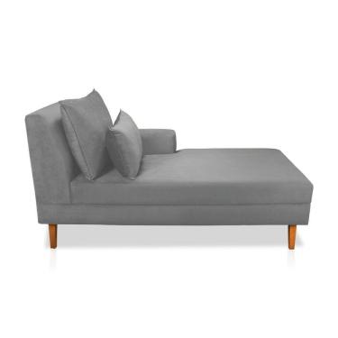Imagem de Divã Chaise Jade 1,60 Cm Pés Chanfrado Veludo Cinza