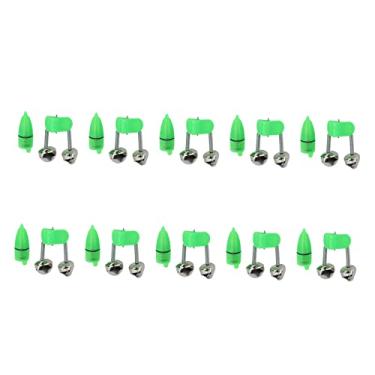 Imagem de Vbestlife Sino de alarme de isca de vara de pesca noturna LED, 10 peças com dois sinos de isca de peixe alerta grama verde indicador de pesca