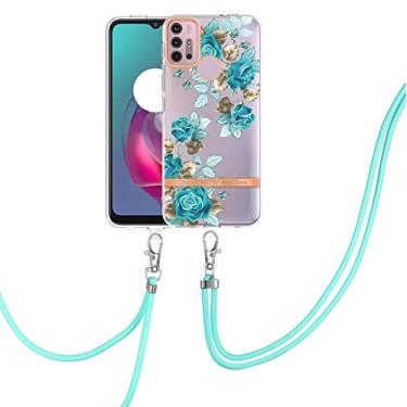 Imagem de YUNCHAO Caixa de telefone Para Motorola Moto G30 / G20 / G10 / G10 Série de Flores Power TPU Case de telefone com cordão capa para celular