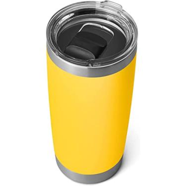 Imagem de Outty Copo Rambler de 590 ml, aço inoxidável, isolado a vácuo com tampa MagSlider e Canudo, Amarelo