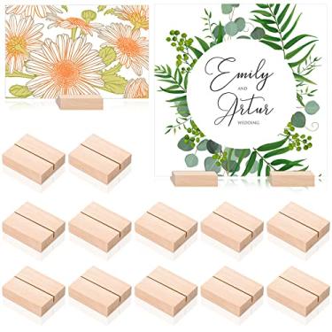 Imagem de 25 peças de suporte de cartão de madeira para casamento suportes de número de mesa de madeira suportes para exibição de cartão de nome suportes de sinal em casa eventos de jantar loja de varejo decorações de menu de escritório suprimentos de festa