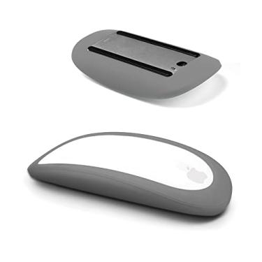 Imagem de IRAINSUN Capa de silicone para mouse para Apple Magic Mouse 1 e 2, à prova de quedas, à prova de poeira, capa ultrafina (cinza)