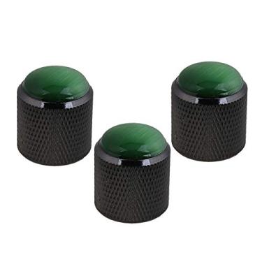 Imagem de Mxfans 3 botões de controle de volume para guitarra elétrica Black Dome + parte superior de vidro verde