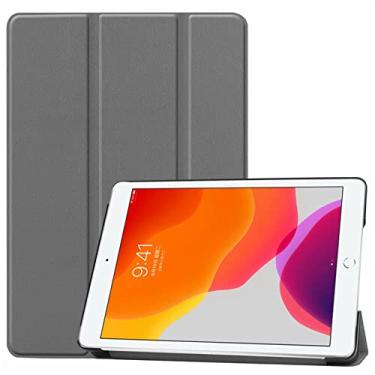 Imagem de iPad 9 10,2 polegadas Slim Stand Smart Protector com iPad Pro 11 polegadas Pro 10,5 polegadas iPad 9,7 polegadas iPad 2 3 4 iPad Mini 1 2 3 4 5 Capa protetora de couro (iPad 9,7 polegadas /Air 1/Air 2,7, Cinza)
