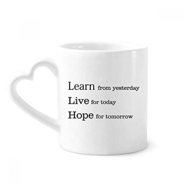 Imagem de Caneca de café de cerâmica Learn Live Hope Quote Copo de coração de vidro