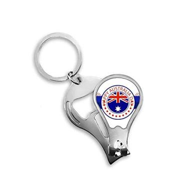 Imagem de Chaveiro abridor de cortador de unhas com ilustração de bandeira Happy Australia Day