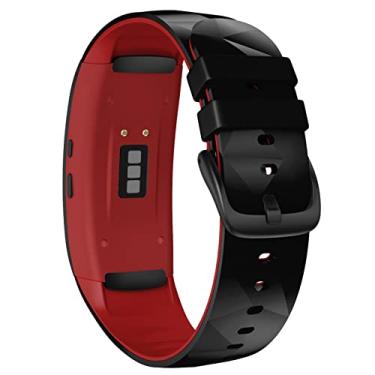 Imagem de GANYUU Correias de relógio inteligente para Samsung Gear Fit 2 Pro Pulseira de silicone Fitness Watch Pulseira Gear Fit2 Pro SM-R360 Pulseira ajustável Pulseira de relógio (Cor: Vermelho Preto)