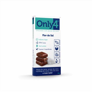 Imagem de Chocolate 70% Cacau com Flor de Sal Sem Lactose Vegano Only4 80G