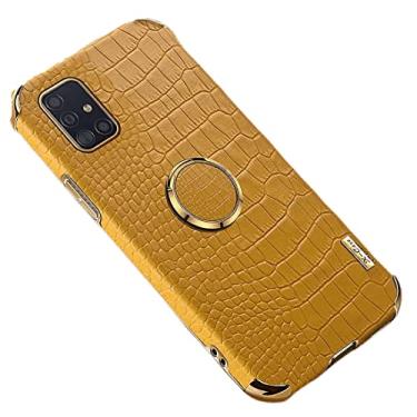 Imagem de Capa de telefone Samsung Galaxy A82 A02S A71 A42 A12 A21S A32 A51 A11 A50S A70S A72 A52 A41 J2 J5 A22 5G 4G Capa de anel com padrão de crocodilo suportes antiqueda (Samsung A22 5G, amarelo, 5G, amarelamarelo)