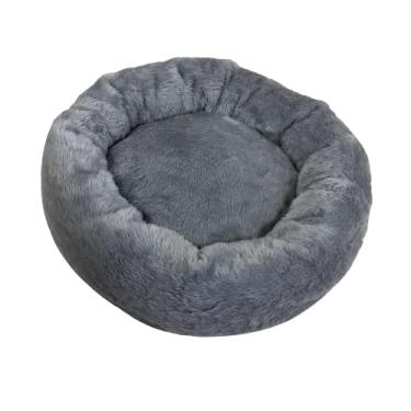 Imagem de Cama nuvem pelúcia redonda, macia e quentinha, com zipper, lavável, cor cinza TAMANHO:P (45 x 45cm)