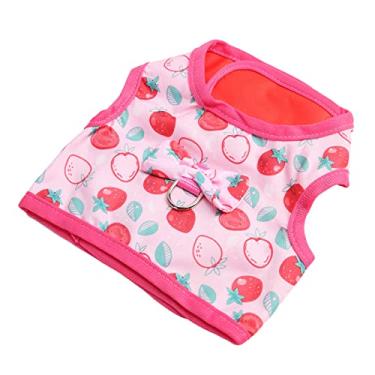 Imagem de Vestido de Arreio de Coelho, Rosa Desenho Animado Estampa de Morango Tingimento Macio RespiráVel Roupas de Coelho Lea para Pequenos Animais AcessóRio (L)