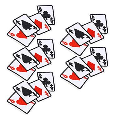 Imagem de Patch de cartas de baralho de 5 peças, aplique de pôquer quatro ás bordado, costurado, patch de camiseta faça você mesmo