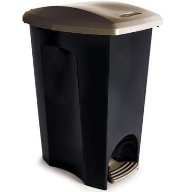 Imagem de Lixeira Cesto De Lixo Multiuso Com Pedal 50 Litros Reciclagem Preta E-