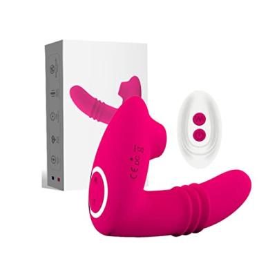 Imagem de Vibrador Feminino Vai e Vem Estimulador do Clitóris de Sucção & Ponto G Com Controle Remoto 10 Velocidades Sexuais (Rosa)
