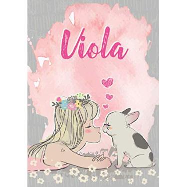 Imagem de Viola: Notizbuch A5 | Personalisierter vorname Viola | Geburtstagsgeschenk für Frau Mutter Tochter Schwester | Nettes Mädchen mit Bulldogge | 120 Seiten liniert, Kleinformat A5 (14,8 x 21 cm)
