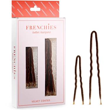 Imagem de Frenchies Alfinete de cabelo francês francês, ultra flocado extra macio para mulheres, casamento, extensões updo ou peruca, 20 unidades, marrom