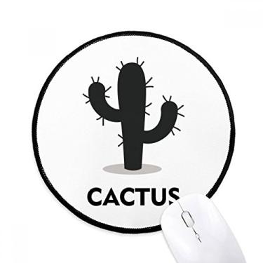 Imagem de Mouse pad com contorno de suculentas de planta verde de cacto, tapete redondo para escritório para computador