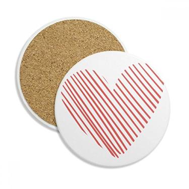 Imagem de Caneca de porta-copos com desenho de coração vermelho para dia dos namorados, pedra absorvente de proteção de mesa