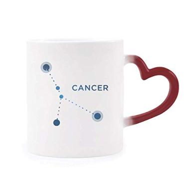 Imagem de Caneca sensível ao calor do zodíaco signo de constelação de câncer, caneca vermelha que muda de cor