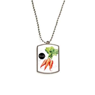Imagem de DIYthinker Colar para animais de estimação com pingente de corrente de aço inoxidável e aquarela saboroso com vegetais de cenoura