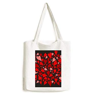 Imagem de Bolsa sacola de lona para dia dos namorados, preto, vermelho, rosa, corações, sacola de compras, bolsa casual