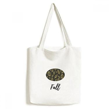 Imagem de Sacola de lona com desenho de folhas douradas, bolsa de compras casual