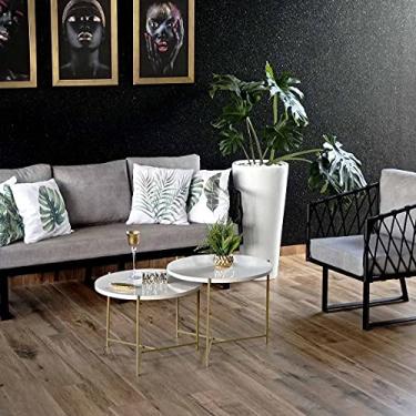 Imagem de CONJUNTO MESA DE CENTRO AQUILA DOURADA 470 X 570MM (TAMPO OFF WHITE/OFF WHITE)