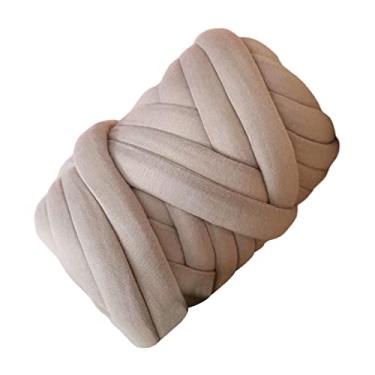 Imagem de Colaxi Fio de algodão poliéster 250g braço tricô fio macio tubo de tricô fio peso fio para cachecol chapéus tapeçaria almofada tecelagem, CINZENTO