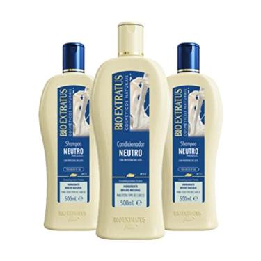 Imagem de kit 2 Shampoo 1 Condicionador Brilho Natural Neutro 500 ml Bio Extratus