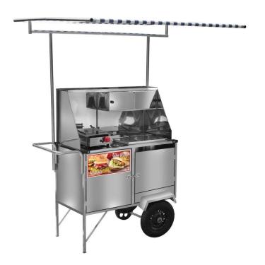 Imagem de Carrinho de Hot Dog + Lanche Luxo com Rodas Pneumáticas e Toldo - Cefaz