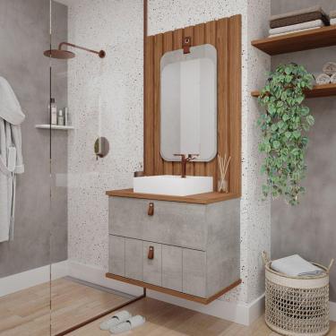 Imagem de Gabinete Para Banheiro 60cm Poli Espresso Móveis Cimento