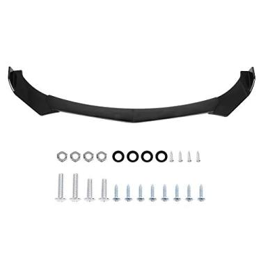 Imagem de Kit de corpo de para-choque frontal universal, spoiler dianteiro ABS preto brilhante para o corpo do batom dianteiro para a maioria dos carros pequenos