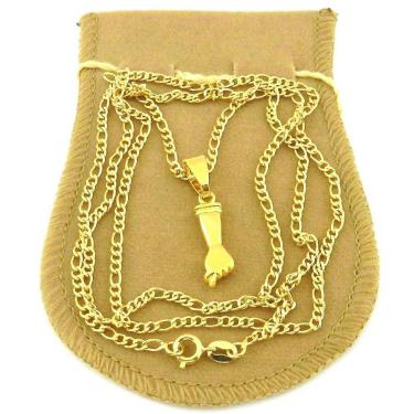 Imagem de Corrente Masculina 70Cm 2Mm Figa 20Mm Folheada Ouro Cr401