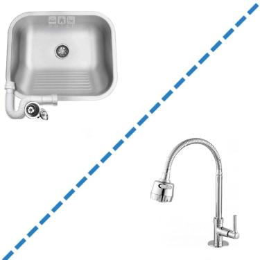 Imagem de Tanque Inox 40x40x22cm Com Torneira Gourmet Jr. De Bancada