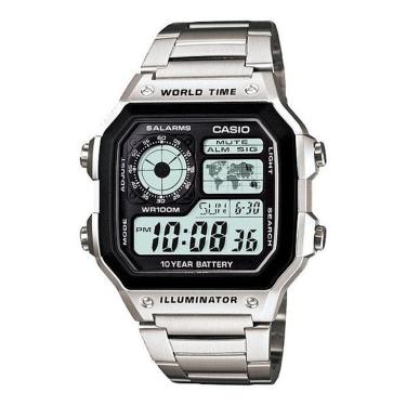 Imagem de Relógio Masculino Casio Multifunção Horário Mundial AE-1200WHD-1AVDF