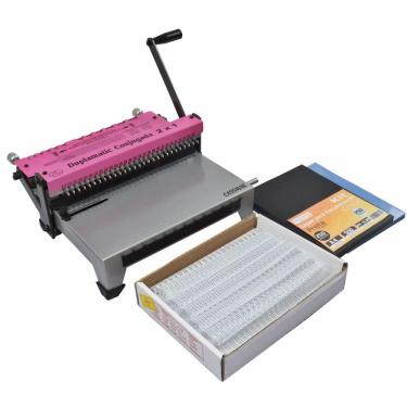 Imagem de Kit Encadernadora de Wire-O 2X1 + 100 Capas A4 + 100 Wire-O