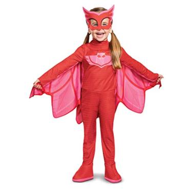 Imagem de Disguise PJ Masks Owlette Costume, Deluxe Kids Light Up Jumpsuit Outfit and Character Mask, Toddler Size Large (4-6 anos) Vermelho