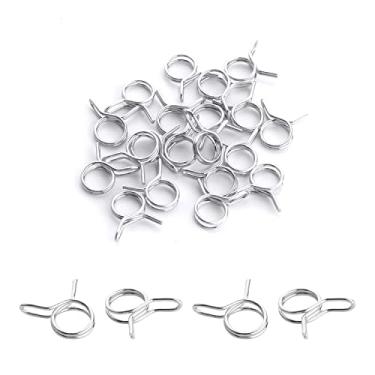 Imagem de Bettomshin 20 peças braçadeira de mangueira de mola de fio duplo 8 mm motocicleta ATV linha de combustível tubo de mangueira de silicone clipes de mola zinco tom prata