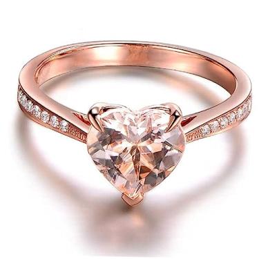 Imagem de CALLARON anel de cristal feminino anel de coração anéis de casal anel de princesa anéis de mulher argolas alianças de casamento anéis femininos anéis de noivado Moda diamante rosa Senhorita