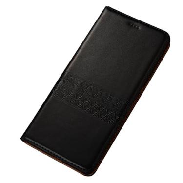 Imagem de PuRoxx Capa flip para Samsung Galaxy S24 Ultra/S24 Plus/S24, capa de couro de vaca real de negócios premium, capa carteira magnética com suporte para cartão, preta, S24 Ultra